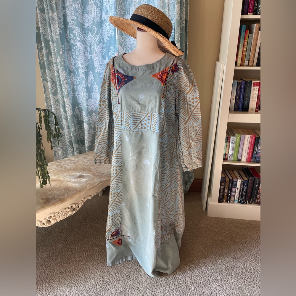Cotton boho hippie patchwork embroidered handmade maxi dress